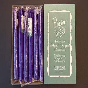 Box of 12 Patrician Purple Classic 12" Hand Dipped Dripless Taper Dinner Candles